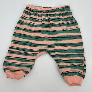 Peek Babies Stripe Elastic Waist Pull On Jogger Pants Pink Green Size 6-12M NWOT